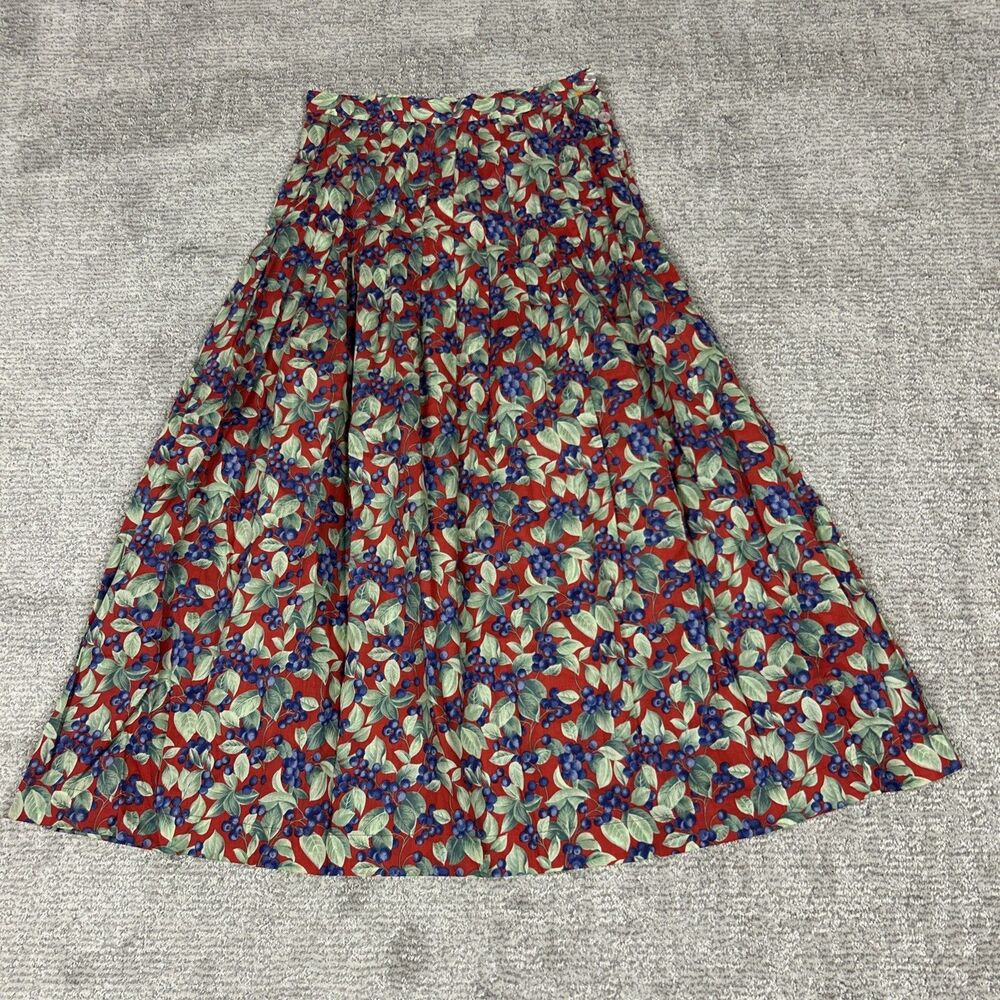 Cullinane Skirt Womens 10 Maxi Blueberries Leaf Prairie Cottagecore USA Vintage